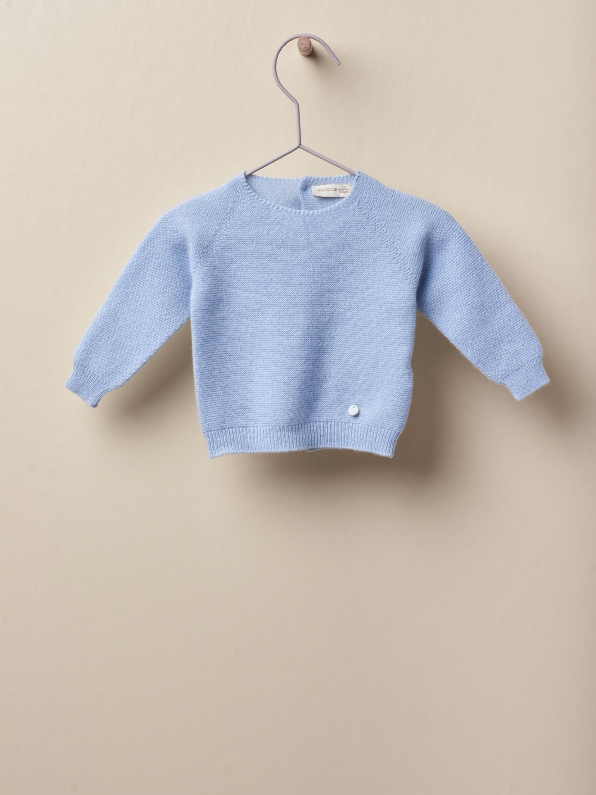 Wedoble Ull genser med knapper bak - Soft Blue