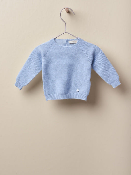 Wedoble Ull genser med knapper bak - Soft Blue