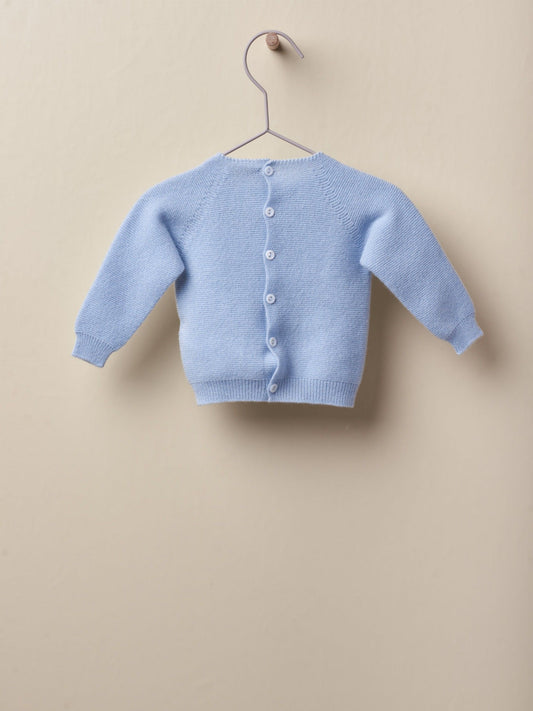 Wedoble Ull genser med knapper bak - Soft Blue