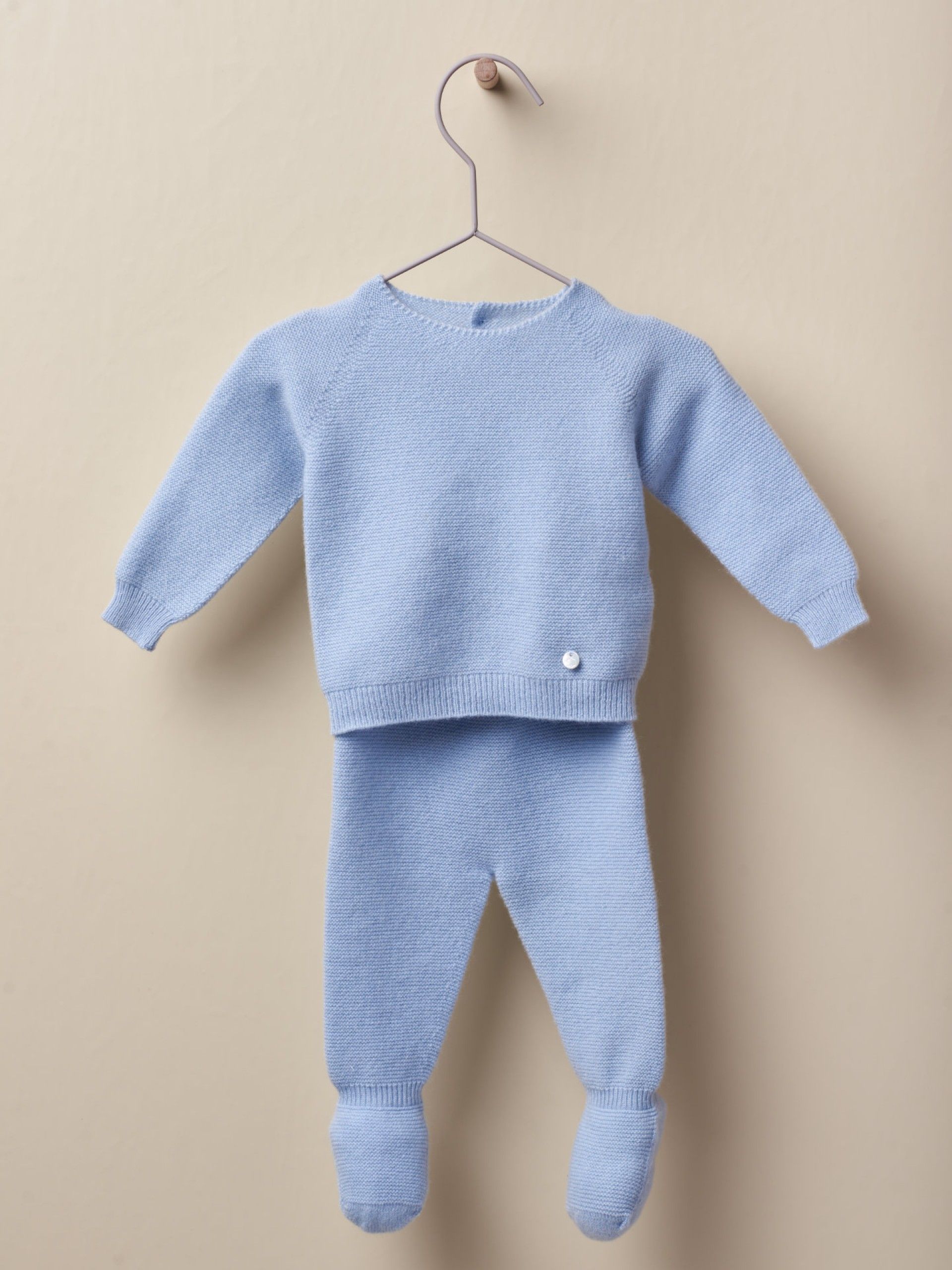 Wedoble Ull genser med knapper bak - Soft Blue