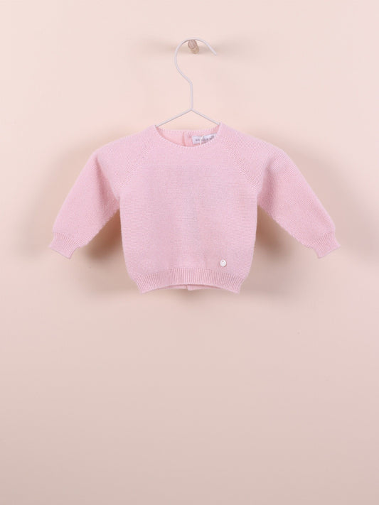 Wedoble Ull genser med knapper bak - Soft Pink