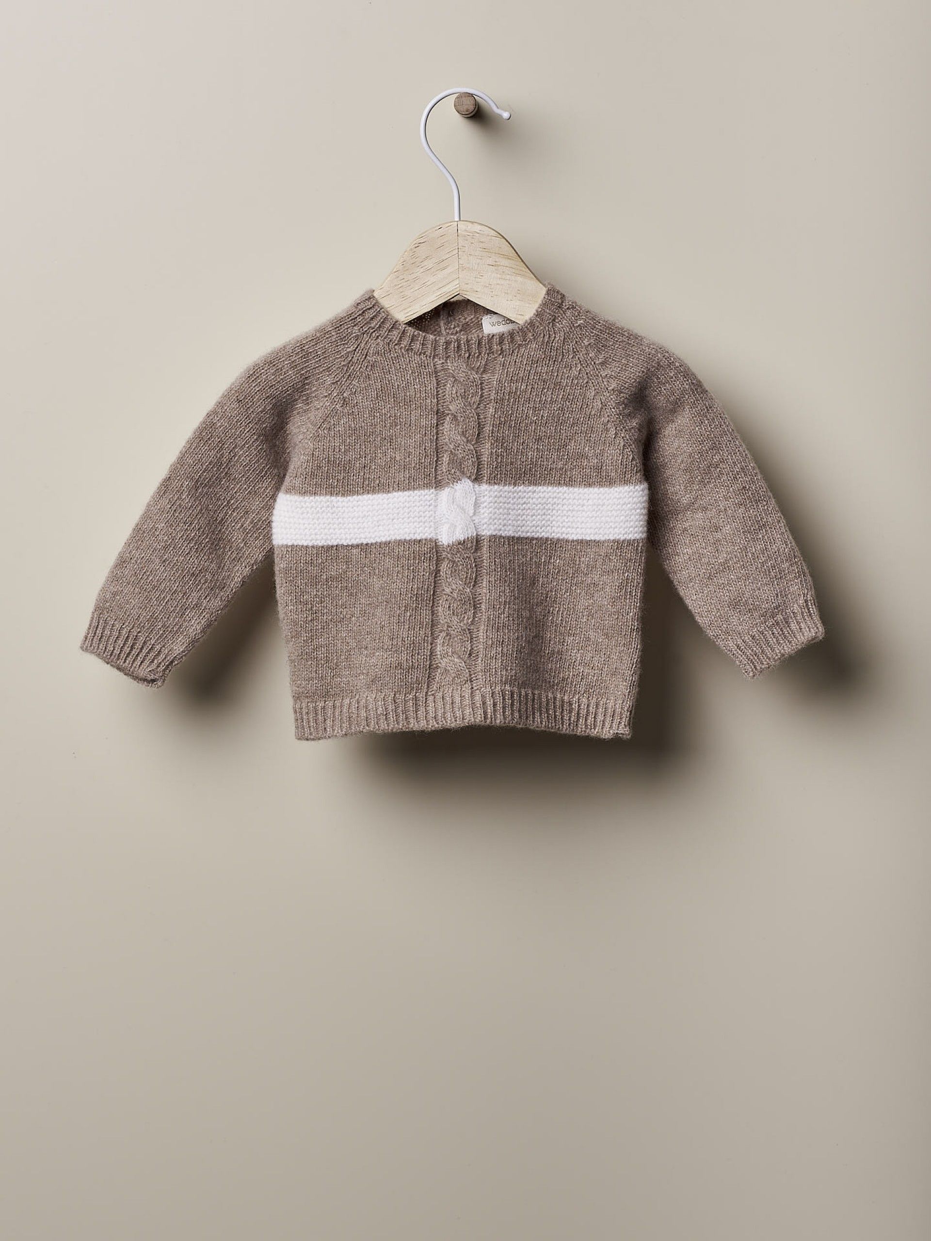 Wedoble Ull genser med perlefarget Stripe - Brown