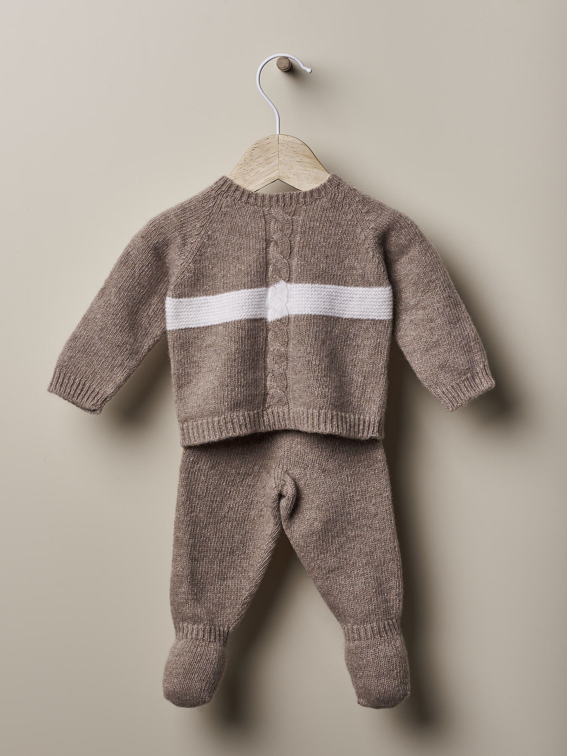 Wedoble Ull genser med perlefarget Stripe - Brown