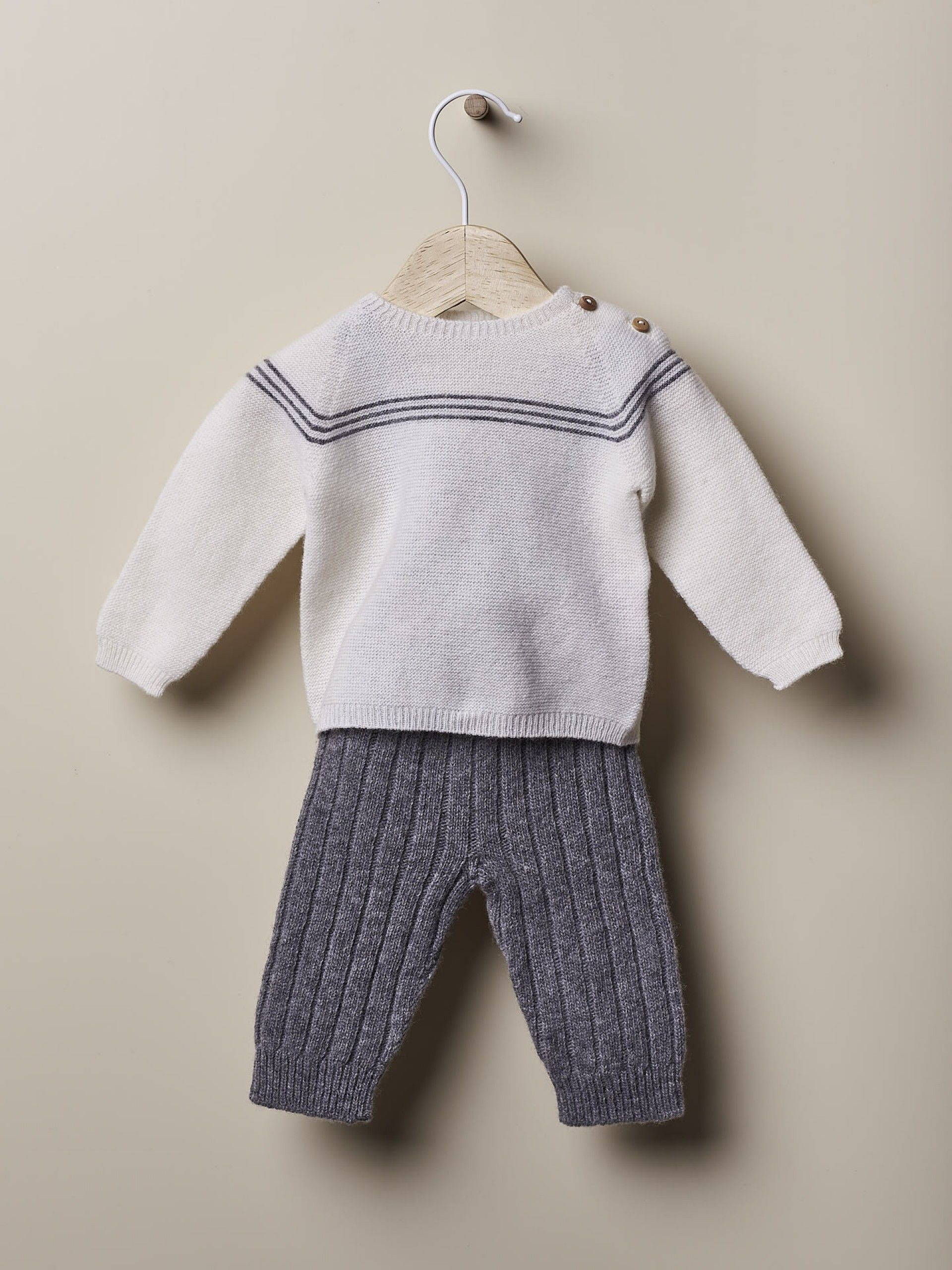 Wedoble Strikket Ullbukse med Stropper - Medium Grey