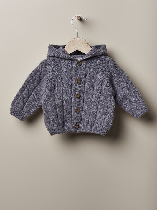 Wedoble Ull Cardigan med hette - Medium Grey