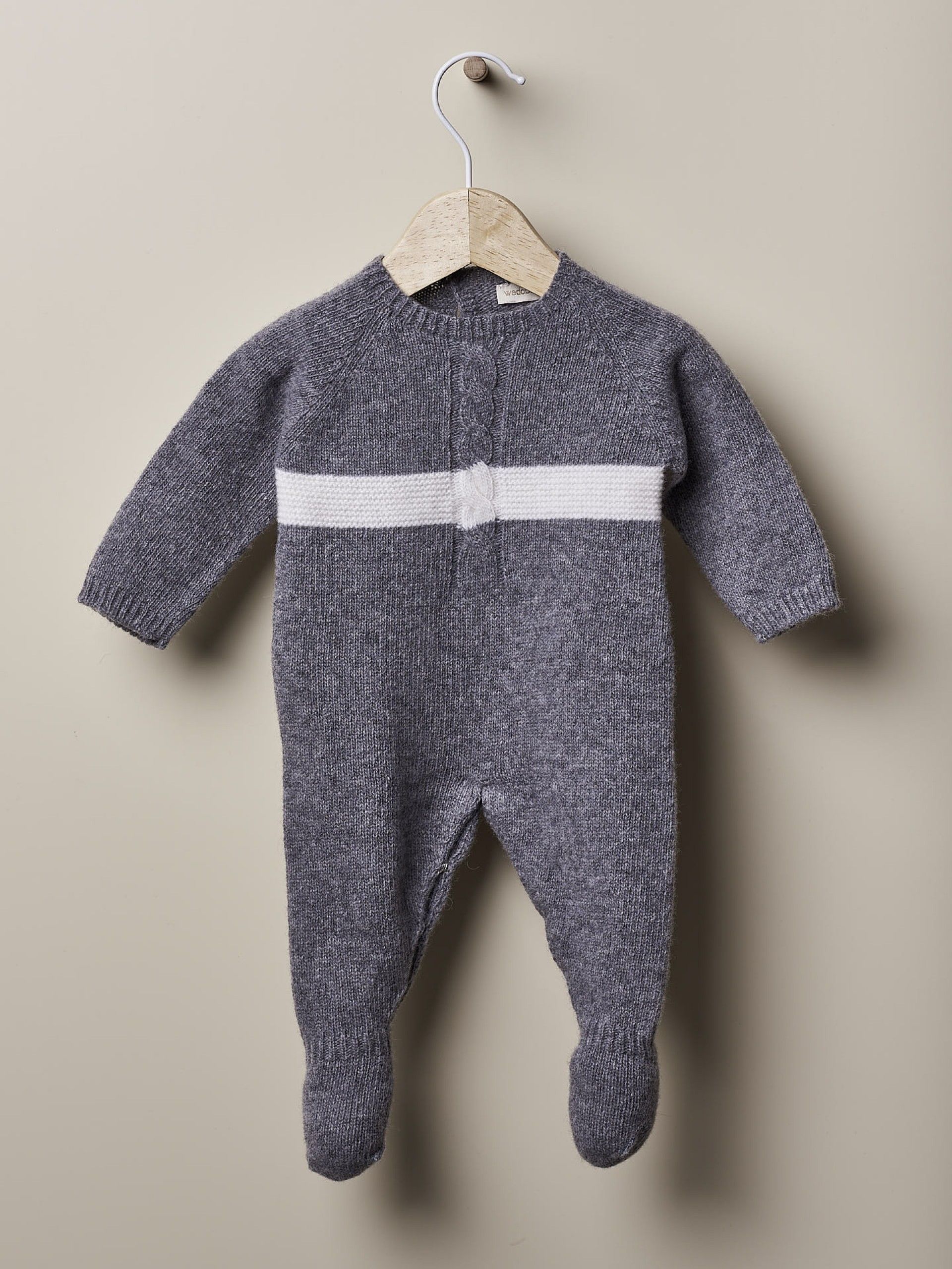 Wedoble Ull Overall med Perlefarget Stripe - Medium Grey