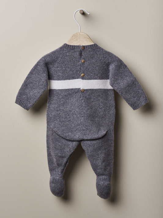 Wedoble Ull Overall med Perlefarget Stripe - Medium Grey