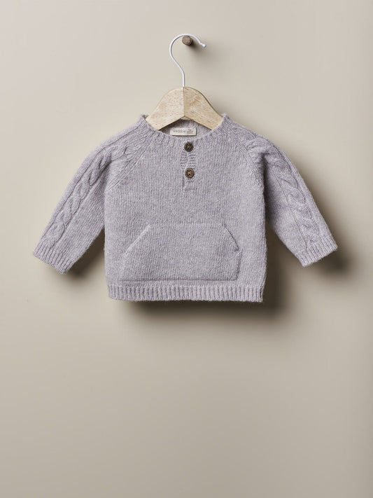 Wedoble Strikket Ullgenser med kengerulomme - Soft Grey