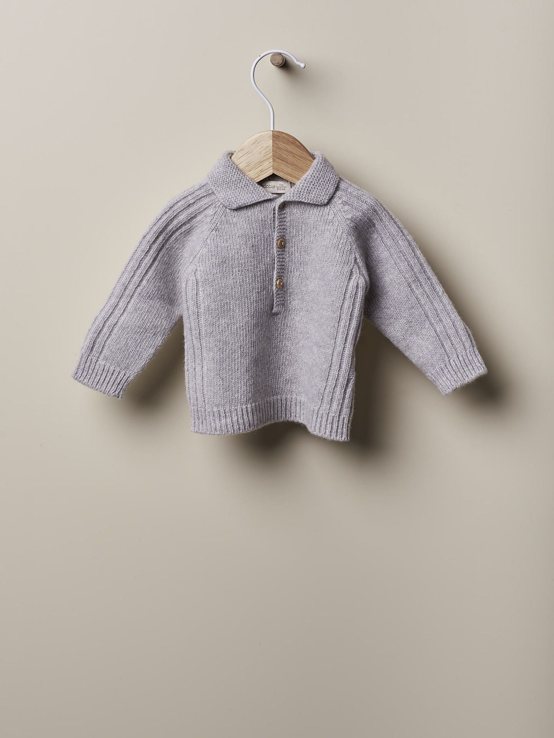 Wedoble Strikket Polo ullgenser - Soft Grey