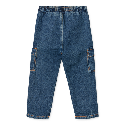 Delvin Denim Cargo Bukser - Medium Blue Denim