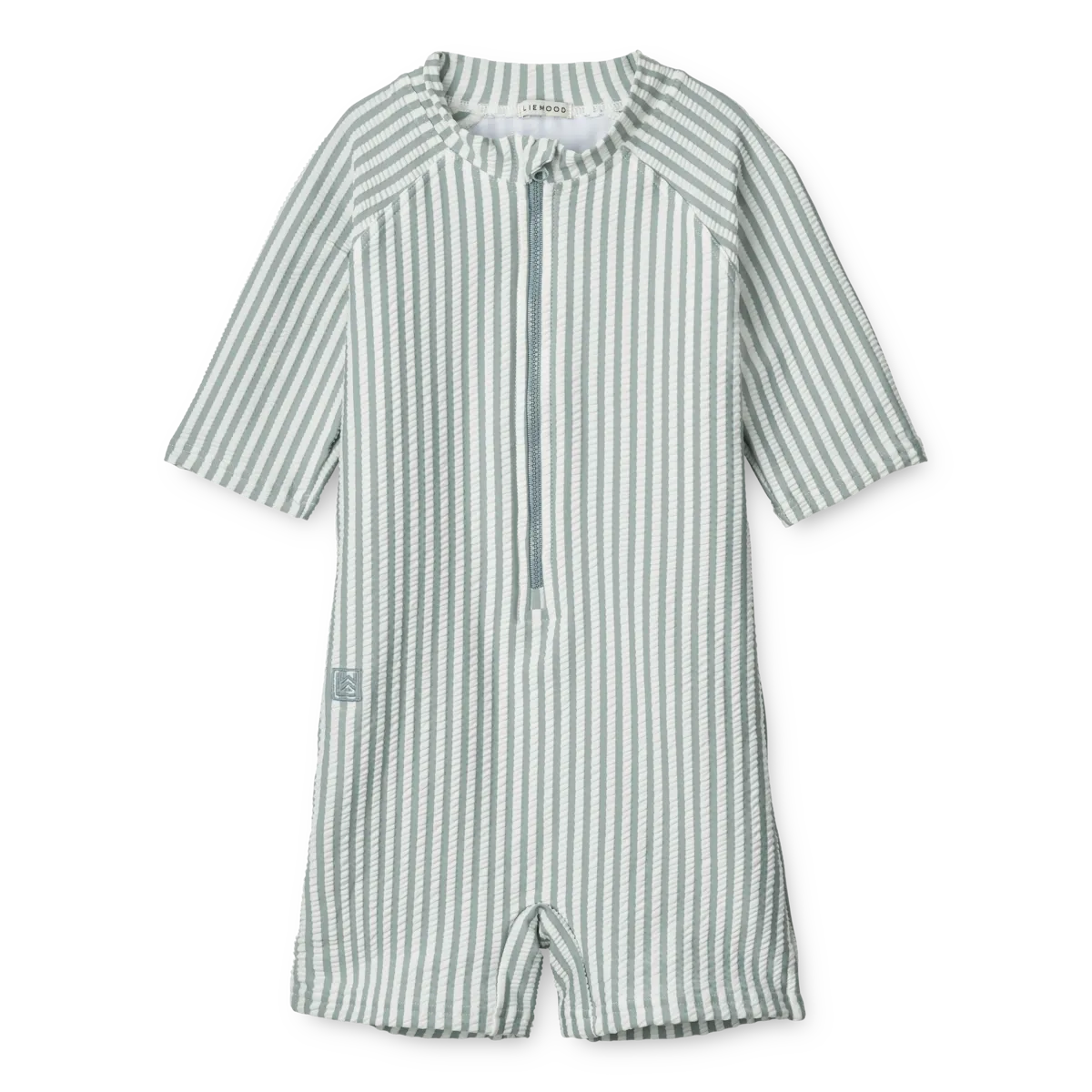 LIEWOOD Max Seersucker Swim jumpsuit - Sea Blue/White