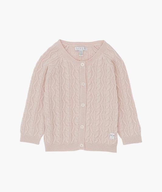 LIVLY Cable Knit Cardigan - Pink