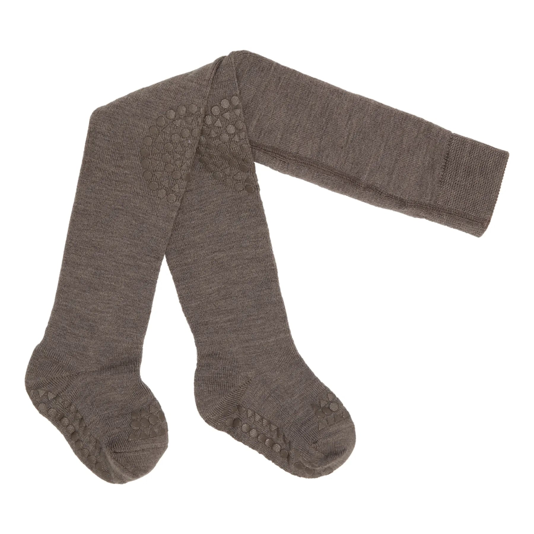 GoBabyGo Merinoull Crawling tights - Brown Melange