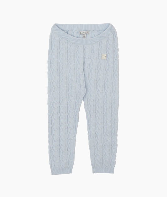 LIVLY Cable Knit Pants - Light Blue