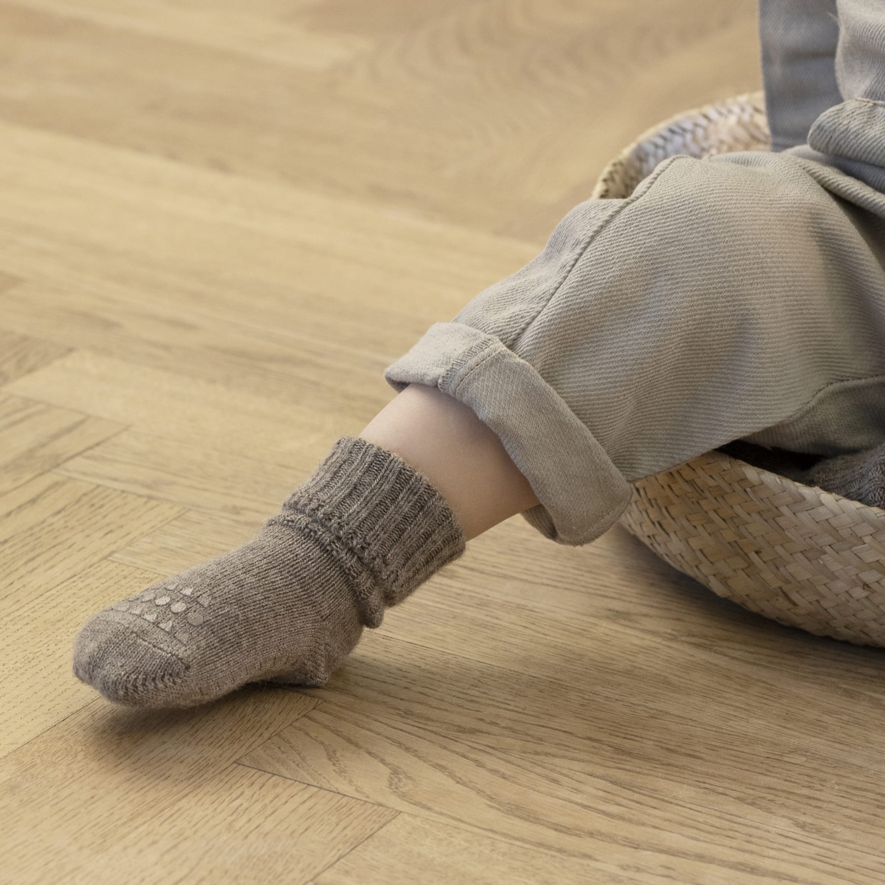 GoBabyGo Non-Slip Alpaca Sokker - Walnut