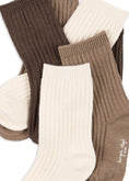 Load image into Gallery viewer, Konges Sløjd 3-Pack Rib Socks - Sand / Hazel / Shitake
