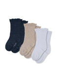 Load image into Gallery viewer, Konges Sløjd 3-Pack Frill Socks - White/ Navy / Beige
