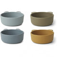 Load image into Gallery viewer, LIEWOOD Iggy Silicone Bowls 4-Pack - Caramel/Blue Multi Mix
