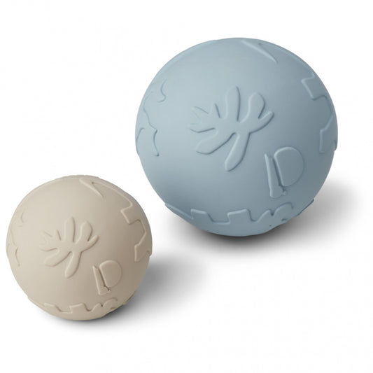 LIEWOOD Thea Baby Ball 2-Pack - Dino Sandy/Sea Blue Mix