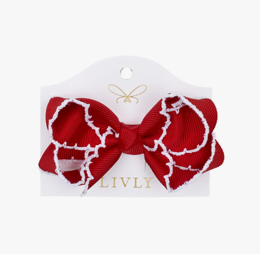LIVLY Medium Picot Bow - Scarlet