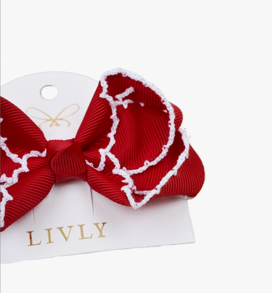 LIVLY Medium Picot Bow - Scarlet