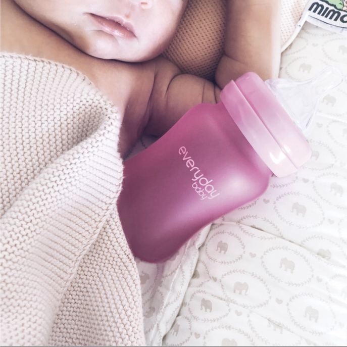 Tåteflaske med varmeindikator 300ml - Rosa