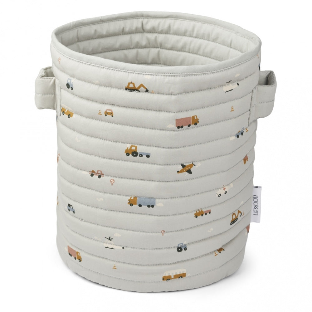 LIEWOOD Ally Quilted basket - Vehicles/dove blue mix