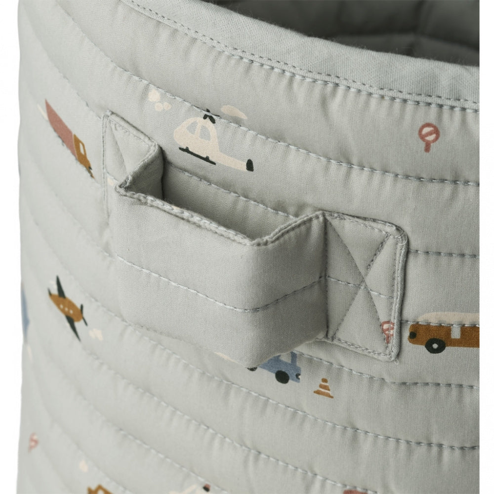 LIEWOOD Ally Quilted basket - Vehicles/dove blue mix