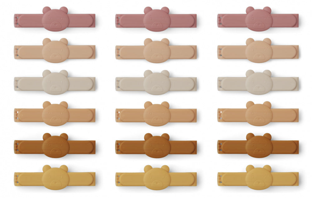 LIEWOOD Gonzo Bag Clips 18-Pack - Mr Bear Rose Multi Mix